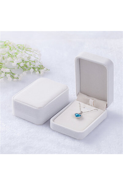 Choice صندوق مجوهرات أنيق من القماش البيج مقاس 7×10 سم، منظم للقلادة، صندوق ت...