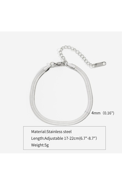 Choice 4mm Silver Color 3mm Silver Color Stainless Steel Flat Chain Bracelet ...