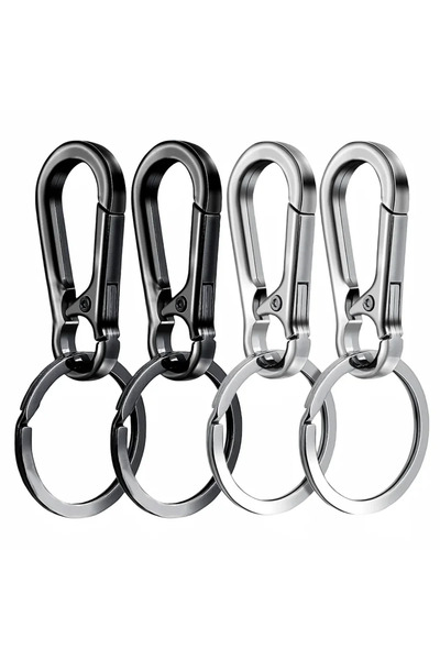 Choice مجموعة من 4 قطع من سلسلة المفاتيح المعدنية ذات اللونين مع مشبك حلقة مف...