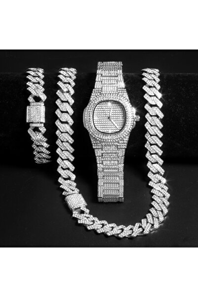 Choice8 ساعة يد رجالية بسلسلة كوبية ذهبية اللون مقاس 16 مم و8 بوصات مع سلسلة ...