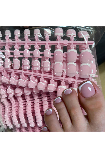 Choice أبيض 120 قطعة من أطراف أظافر القدم القصيرة المربعة المزيفة باللون الور...