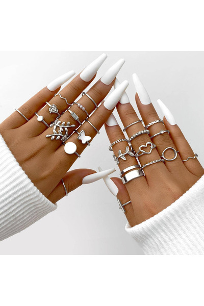 Choice AYA5645402HB مجموعة خواتم على شكل قلب عتيق على شكل ثعبان وفراشة للنساء...