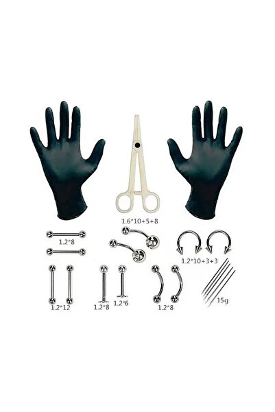 Choice 20 قطعة من مجموعة أدوات ثقب الجسم الاحترافية للاستخدام مرة واحدة، أدوات مشبك إبرة ثقب الأذن، رقم