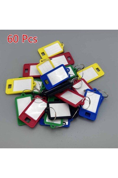 Choice 60 Pcs 60pcs Multicolor Plastic Keychain ID Label Tags Split Ring Lugg...