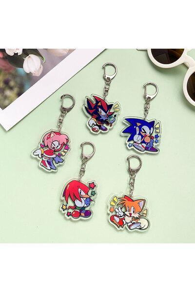 Miniso 5 cm 6 Anime Characters Sonic The Hedgehog Acrylic Keychain Accessorie...