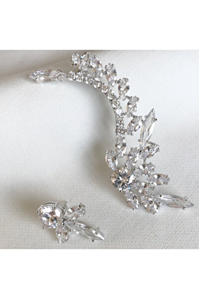 STONEFANS أقراط فضية على شكل مشبك أذن من الزركون T-1 للنساء، موضة عرائس الألف...