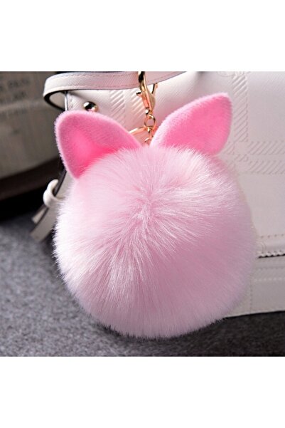 Choice سلسلة مفاتيح على شكل أذن أرنب وردية جديدة من فرو الأرنب وسلسلة مفاتيح ...