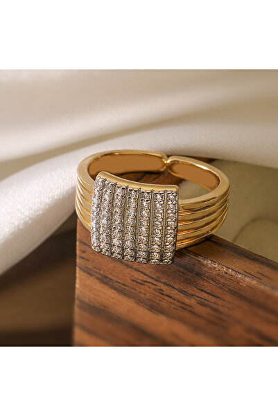 Choice خاتم فاخر من النحاس المطلي بالذهب عيار 14 قيراطًا قابل للتعديل بتصميم ...