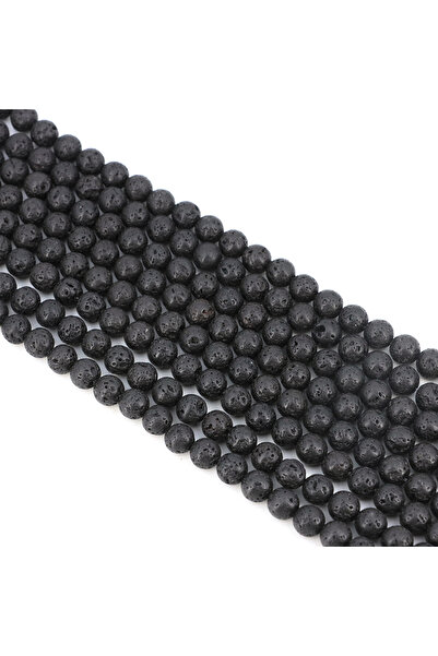 Choice1 6mm (60pcs beads) Black Volcanic Lava Natural Black Volcanic Lava Sto...