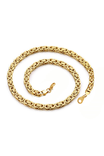 Choice قلادة من الفولاذ المقاوم للصدأ بلون ذهبي، طولها 55 سم، بتصميم بانك، وس...