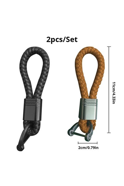 Choice 2 قطعة من سلسلة مفاتيح مصنوعة من الجلد على شكل حبل، مصنوعة يدويًا، على شكل حدوة حصان، حلقات مفاتيح للسيارة، أنيقة K