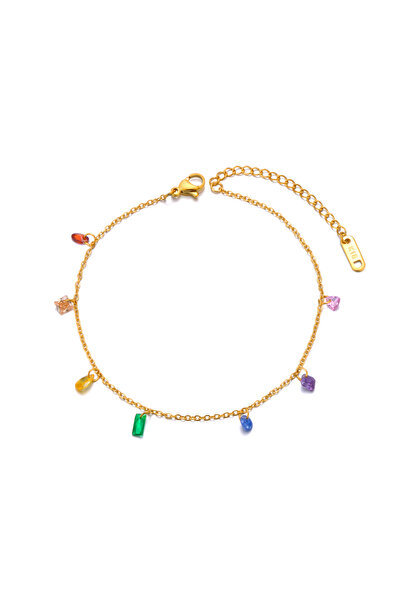 Choice خلخال لوكير A24003G فاشون ملون من الزركونيا المكعبة من الفولاذ المقاوم للصدأ للنساء مقاوم للماء باللون الذهبي