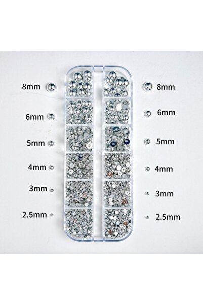 Choice M8101-12 1Box لؤلؤ صناعي نصف دائري مقلد للأظافر 3D ألوان متعددة مسطحة ...