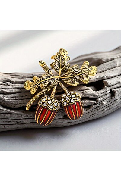 Choice دبوس بروش على شكل مخروط صنوبر بندقي من سبيكة معدنية مرصع بأحجار الراين...