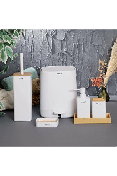 ozbience Şık 6 Parça Akrilik Banyo Takımı Beyaz, Modern ve İşlevsel Tasarım