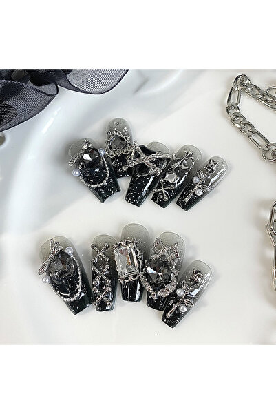 Choice SJ0010-XS 10 قطع من الأظافر المصنوعة يدويًا على شكل نعش، أظافر صناعية ...