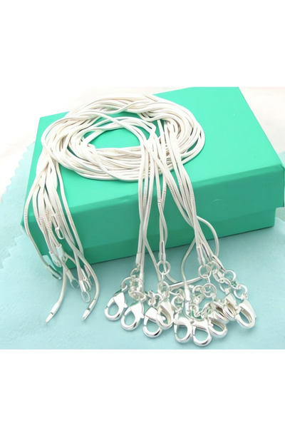 Choice 50 سم 10 قطع-مجموعة ساخنة 10 قطع/مجموعة 16/18/20/22/24/26/28/30 بوصة 1.2 مم سلسلة ثعبان قلادة فضية اللون