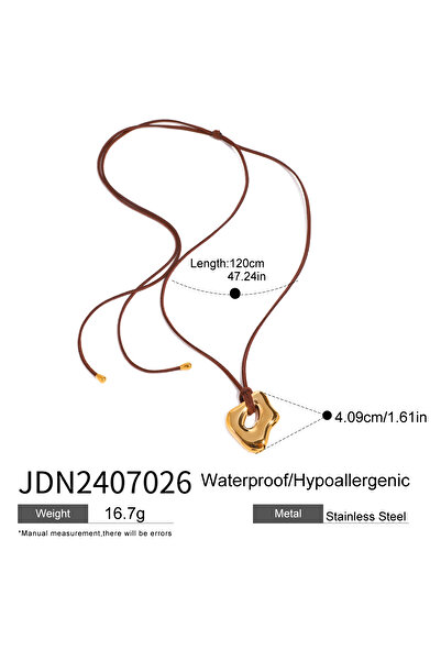 Choice JDN2407026 قلادة يوورلد الحالية المصنوعة من الفولاذ المقاوم للصدأ بلون ذهبي عيار 18 قيراطًا غير منتظمة وناعمة ومجوفة