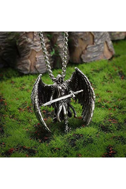 Choice قلادة ميخائيل رئيس الملائكة الأكثر مبيعًا من الفضة، بتصميم كلاسيكي، فريدة من نوعها، قلادة من سبائك معدنية، سترة