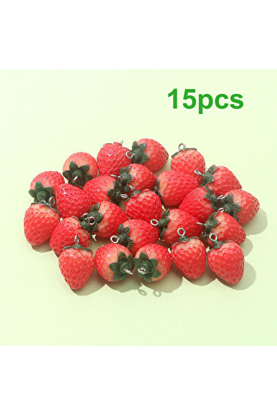 Choice 15 3/6/15 قطعة قلادة على شكل فراولة من الراتنج متعدد الألوان، يمكن است...