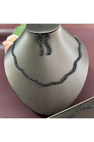 Choice مجموعة المجوهرات النسائية الأنيقة المزينة بأحجار الراين المتموجة والمط...