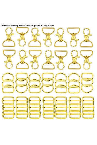 Choice Gold 30 Pack Swivel Clasp D Ring and Slider Clasp Set Lanyard Snap Hoo...