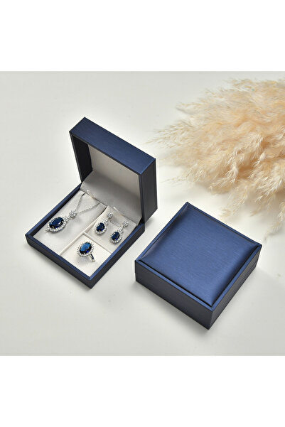 Choice صندوق تخزين وتغليف المجوهرات من الجلد الصناعي باللون الأزرق، خاتم، أقراط، قلادة، سوار، عرض مجوهرات، حافظة تخزين F