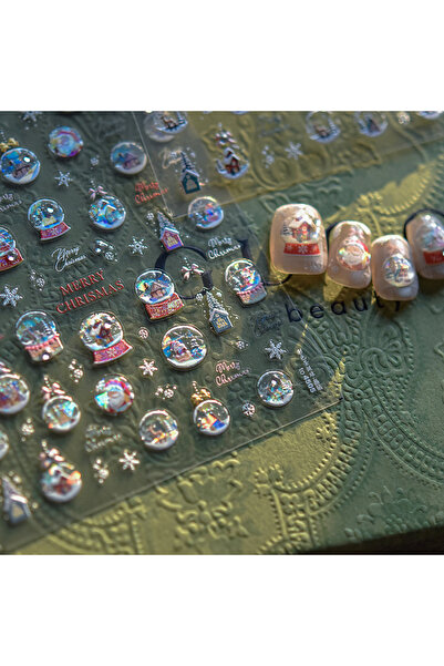 Choice 1 قطعة 1 قطعة ملصقات أظافر كاواي على شكل كرة عيد الميلاد الكريستالية ا...