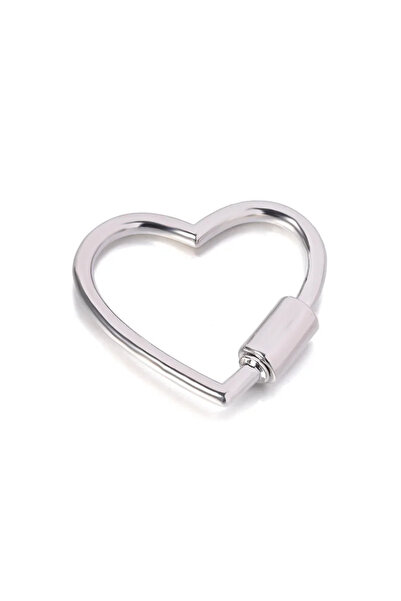 Choice مشبك معدني فضي على شكل قلب قابل للفتح وحلقة بوابة زنبركية معدنية وسلسل...