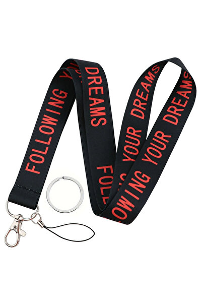 Choice حبل تعليق للمعلمين لتحذير السلامة باللون الأسود، وحزام للرقبة، وحامل ل...