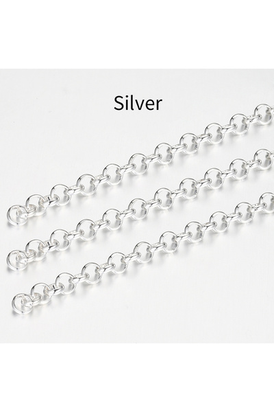 Choice عرض 3.2 مم لون فضي - 2 متر 2 متر لون ذهبي قلادة دائرية على شكل حرف O إ...