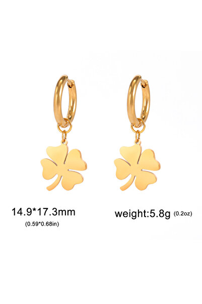 Choice Gold-color Skyrim Women Lucky Four-leaf Clover Pendant Drop Earrings S...