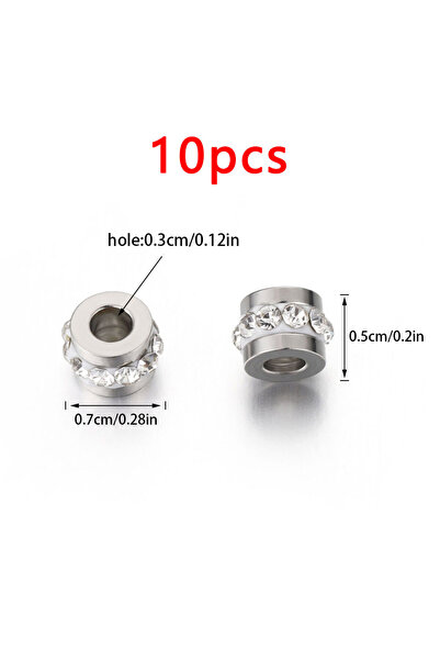 Choice A-Steel Color-10PCS 10pcs Gold Color Stainless Steel Rhinestone Beads ...