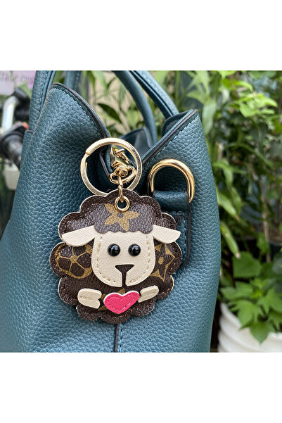 Choice سلسلة مفاتيح جلدية على شكل خروف كرتوني بطول 7 سم، قلادة على شكل دمية للزوجين