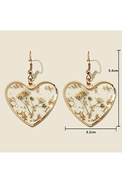 Choice A Dried Flower Earrings Transparent Resin Heart Drop Earring for Women...
