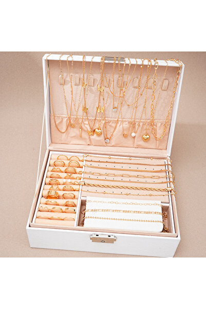 Choice مجموعة من 40 قطعة من خواتم اللؤلؤ الهندسية الأنيقة باللون الذهبي من No...