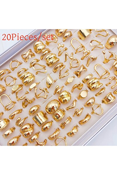 Choice مجموعة خواتم مفتوحة أنيقة من 20 قطعة بتصميم هندسي غير منتظم وزهور أنيق...