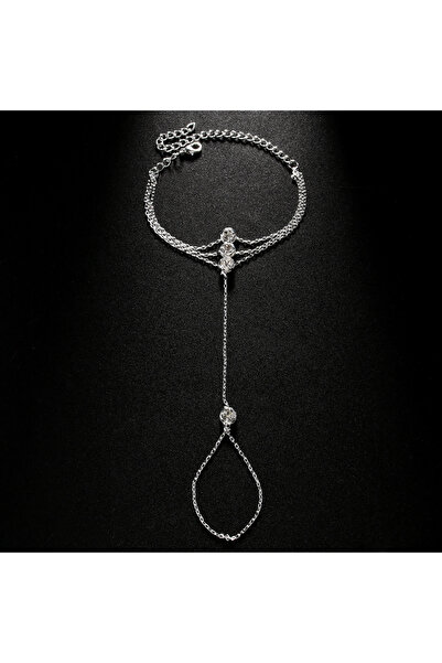 Choice أساور يد أنيقة متعددة الطبقات مطلية بالفضة ومرصعة بالزركون مع حلقات وص...