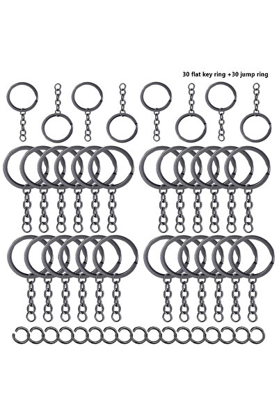 Choice black 60 pieces Flat key ring chain and jump Ring bulk Kit accessories...