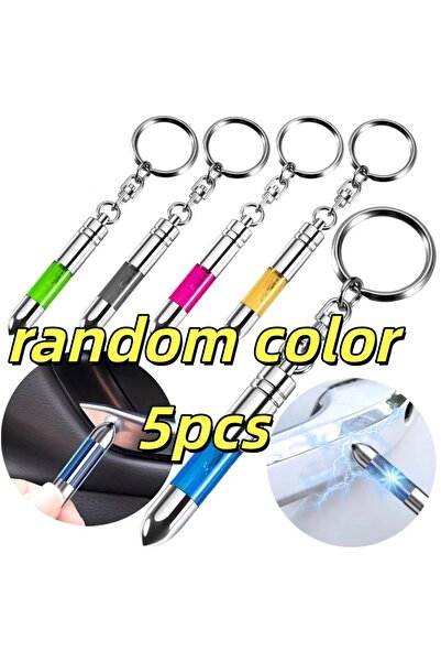 Choice 5 قطع من قضيب ثابت ملون عشوائيًا، تفريغ كهروستاتيكي محمول مضاد للكهرباء الساكنة، سلسلة مفاتيح في الشتاء الجاف