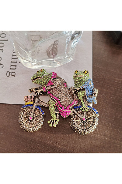Choice F6-6-489 مجوهرات عتيقة عتيقة بروش دراجة على شكل أمير ضفدع من الألماس ا...