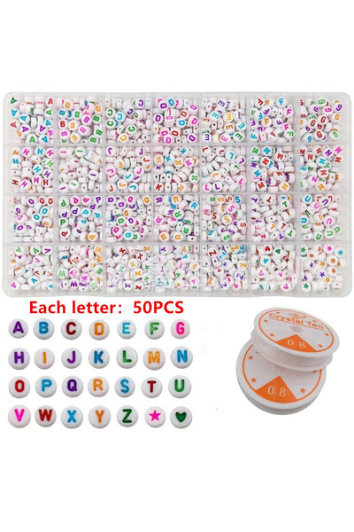 Choice مجموعة خرز أكريليك ملونة مكونة من 1400 قطعة/صندوق على شكل حروف أبجدية ...