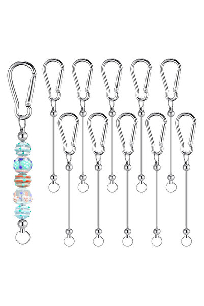 Choice 3PCS Silvery 3/8/16/30 Pieces Beadable Keychain Bars Beaded Keychains ...