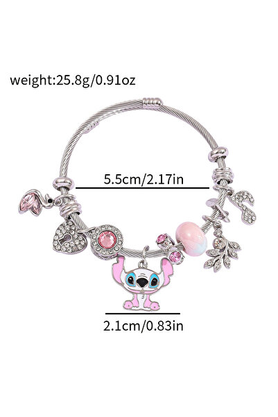 Miniso سوار SL730 من ديزني ستيتش على شكل قلب حب ونوتة موسيقية على شكل بجعة مر...