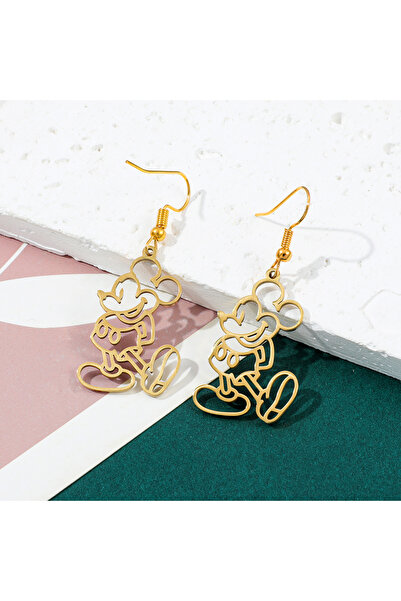 Miniso أقراط أقراط من الفولاذ المقاوم للصدأ على شكل ميكي ماوس مجوف مجموعة أقراط كلاسيكية ساحرة عالية الجودة