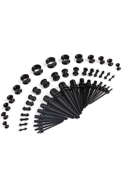 Choice مجموعة تمديد الأذن المصنوعة من الأكريليك باللون الأسود، 36 قطعة/المجمو...