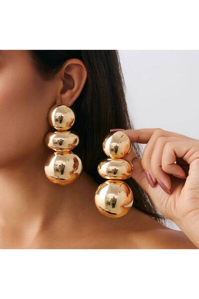 Choice أقراط متدلية دائرية هندسية أنيقة من ساليركون باللون الذهبي للنساء، عتي...