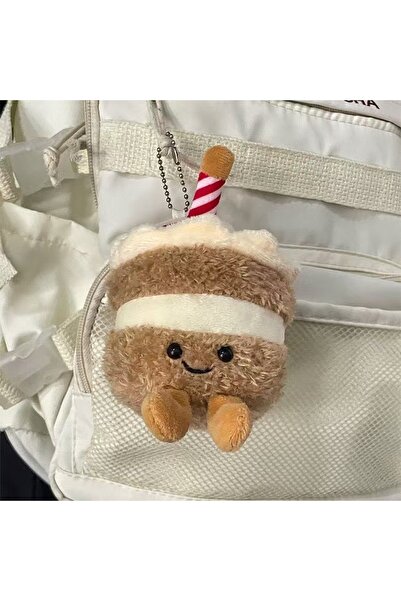 Choice Brown Cartoon Birthday Cake Plush Pendant Toys Simulation Birthday Cak...