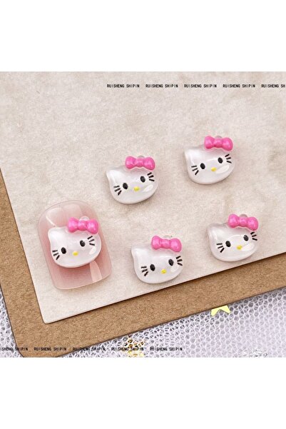 Miniso A25-13 20Pcs Cute 3D Hello Kitty Cat Nail Charms with Resin Adorable a...