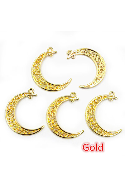 Choice Gold 41x30mm 10pcs 6 Colors Plated Moon Style Handmade Charms Pendant:...